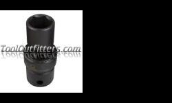 "
Sunex 222U SUN222U 1/2"" Drive 6 Point Universal Impact Socket 11/16""
Features and Benefits:
Forged from the finest chrome molybdenum alloy steel â the best choice for strength and durability
Radius corner design - to extend the life of fasteners
The