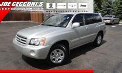 Joe Cecconi's Chrysler Complex
Joe Cecconi's Chrysler Complex
Asking Price: $11,664
CarFax on every vehicle!
Contact at 888-257-4834 for more information!
Click on any image to get more details
2002 Toyota Highlander ( Click here to inquire about this