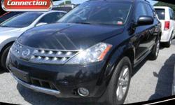 Â .
Â 
2007 Nissan Murano SL Sport Utility 4D
$15995
Call 631-339-4767
Auto Connection
631-339-4767
2860 Sunrise Highway,
Bellmore, NY 11710
All internet purchases include a 12 mo/ 12000 mile protection plan. all internet purchases have 695 addtl. AUTO