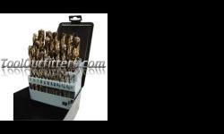 "
Mountain XDBS29CO MTNXDBS29CO 29 Piece Cobalt Drill Bit Set
Features and Benefits:
Meets ANSI standards
Ideal for many applications
Bores stainless, silicon-chrome; chrome-nickel, and other metals
118 degree tip
Last 2 times longer than most drill bits
