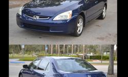 2004 HONDA Accord Sedan
Click here to ask me a question about this vehicle!
Click here for more details on this vehicle!
Phone:
Engine:
2.4 Liter EFI SOHC VTEC
Transmission
AUTOMATIC
Exterior:
BLUE
Interior:
GRAY
Mileage:
112000
Price:
$2,417
Equipment &