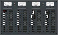 AC 2 Sources + 12 Positions / DC Main + 19 PositionsSwitches Color:Â WhiteInstalled AC Breakers(3) 16A (1) 32A(6) 8AInstalled DC Breakers(1) 100A Main(13) 15AVoltage 230v - 12V DCAll AC and DC buses installed and fully pre-wired Label backlighting
