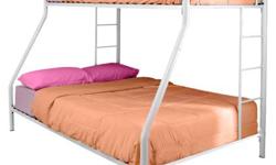 Cheap Twin Over Full Metal Bunk Bed - White For Sales !
Twin Over Full Metal Bunk Bed - White
Product Details :
This twin-over-full bunk bed is perfect for your growing family or overnight guests. Its full-metal frame is powder coated for durability. The