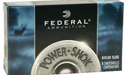 Federal Power-Shok .410 2.5", 1/4oz Rifled Slug, 5-Rounds. Power Shok is an outstanding slug choice providing maximum knockdown power. A special, one-piece cushioned helps reduce felt recoil, while the hollow point gives it positive expansion. For use in