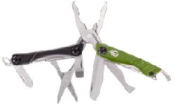 DimeGreen30-000468We took the standard keychain multi-tool and made it better. In addition to stainless steel pliers, wire cutters, a fine edge blade, spring-loaded scissors, flathead screwdriver, crosshead driver, tweezers and file, the Dime includes a