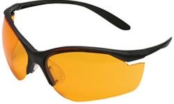 Howard Leight Vapor II Orange Shooting Glasses. The Vapor II glasses have sleek, sporty style at an affordable price. Anti-fog lens coating minimizes fogging in extreme conditions. Wrap around polycarbonate lens. Soft nose bridge prevents slipping.