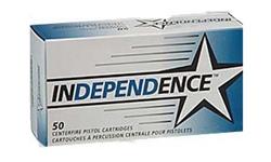 Independence 9MM, 124Gr Full Metal Jacket, 50 Rounds. The Independence line of ammunition is manufactured using modern processes and components that yield a quality product ideal for target practice and recreational shooting. Independence loads offer