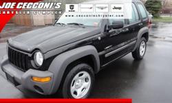 Joe Cecconi's Chrysler Complex
2380 Military Rd, Niagara Falls, New York 14304 -- 888-257-4834
2004 Jeep Liberty Sport Pre-Owned
888-257-4834
Price: Call for Price
Guaranteed Credit Approval!
Click Here to View All Photos (33)
Guaranteed Credit Approval!