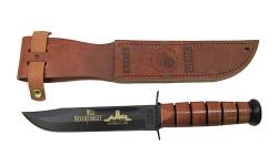 Using a process much like screen-printing on a T-shirt, KA-BAR applies gold-colored pant to their standard KA-BAR knives to create intricately detailed works of art meant to honor and commemorate those men and women in uniform who serve our Country.