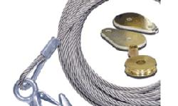 50' x 7/32" Stainless Steel Universal Premium Replacement Galvanized Cable with Hook & Swivel Pulley BlockFor all manual and electric trailer winches. High chromium content and added nickel make these cables virtually impervious to corrosion and add years