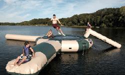 Answer the call for quality family fun with an Aqua Jump, the original water trampoline.Whether you are six or sixty, no other product inspires happiness quite like it. And no other company builds water trampolines better than RAVE Sports. Sets up easily