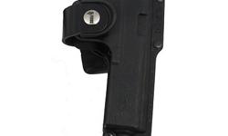 Fobus Holster - Type: Roto Belt - Color: Black - Right Hand Features: - Up to 2 1/4" Belt - Accommodates accessories mounted on frame rails or trigger guards. - Retention provided by leather thumb break and muzzle stud. - Lightweight, reinforced
