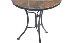 Slate Round Top End Table - Brown/ Black Best Deals !
Slate Round Top End Table - Brown/ Black
Â Best Deals !
Product Details :
Bring a rustic look to your house with this slate-top coffee table. The unique patterns and colors of natural slate make each