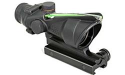 Trijicon ACOG Rifle Scope 4x32 Dual Illuminated Green Chevron .223 Ballistic Reticle Matte - includes Flattop Adapter. The Trijicon ACOG 4x32 Scope with Green Chevron BAC Flattop Reticle is designed to be zeroed using the tip at 100 meters. The width of