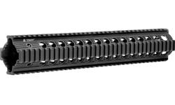 Troy Industries AR-15 Ext. Rifle-Length Bravo BattleRail 13", Free Float - Black. Troy's Bravo rail is a one piece free floating quad rail design that utilizes the existing barrel nut and revolutionary tri-clamp system. This easy to install, one-piece