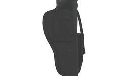 Versatile pistol holster with magazine pouch, belt loop and removable belt clip. Fully ambidextrous holster with belt loops on both sides, plus a removable belt clip for use on an inside-pant holster. Integral magazine pouch on forward edge of holster