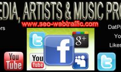 Â 
Facebook Likes, Reverbnation Promotion, SEO, Twitter Followers, Instagram Followers and likes, Youtube video Promotion and Buzz
Â 
Social media promotion, Artists Promotion and website visitors.
Â Facebook Promotion, Reverbnation Promotion, SEO, Twitter