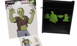 Zombie Pellet trap Features: - Sturdy all steel construction - 4 Zombiefied silhouette Targets in a range of sizes - Several paper zombie targets - For use with lead air gun pellets only - Observe minimum shooting distances - Made in China - .177 Cal.