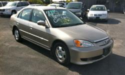 Price: $4990
Make: Honda
Model: Civic Hybrid
Color: Beige
Year: 2003
Mileage: 164584
Fuel economy (averaging around 48 miles per gallon), low maintenance, drivability and comfort are consistent favorites of this automobile. With plenty of room for