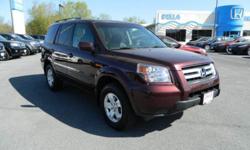 Price: $17999
Make: Honda
Model: Pilot
Color: Red
Year: 2008
Mileage: 67028
2008 Honda Pilot VP CARFAX: Buy Back Guarantee, Clean Title, No Accident Loaded with Towing/Camper Pkg Here at D'ELLA Honda our pre-owned inventory all undergo a 150-point