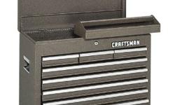 Craftsman 9-65377 Chest Top Single 8 Drawer Chest 26-Inch. The Craftsman 9-65377 Chest Top Single 8 Drawer Chest 26-Inch features a brown wrinkle finish, nylon felt drawer liners, full-length drawer pulls, full-extension drawer slides, tumbler lock with 2