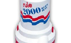Rule 2000Non-Automatic 12v, UL listed w/ 6' wire leadsEngineered to commercial standards. The Rule 2000 is the best selling high capacity submersible bilge pump in the world. 1-1/8" (28.6mm) discharge outlet.FEATURESFully SubmersibleEasy clean snap lock