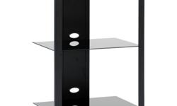 Technology Pier - Black/ Black Glass Best Deals !
Technology Pier - Black/ Black Glass
Â Best Deals !
Product Details :
Organize your electronic components and other multimedia items with this technology pier. The three tempered glass shelves offer ample