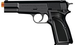 Browning Hi Power Mark III AirsoftSpecifications:- Spring-powered original Browning replica single action- Fourteen round drop free magazine - Ambidextrous safety- Fixed sights- Metal parts - 3.5 inch barrel - 250 feet per second - Caliber: 6mm- Barrel